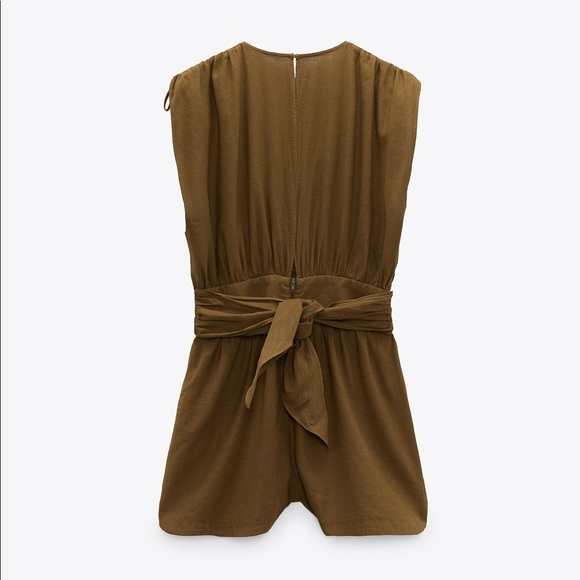 NWT ZARA LINEN BLEND SHORT JUMPSUIT - Picture 7 of 8